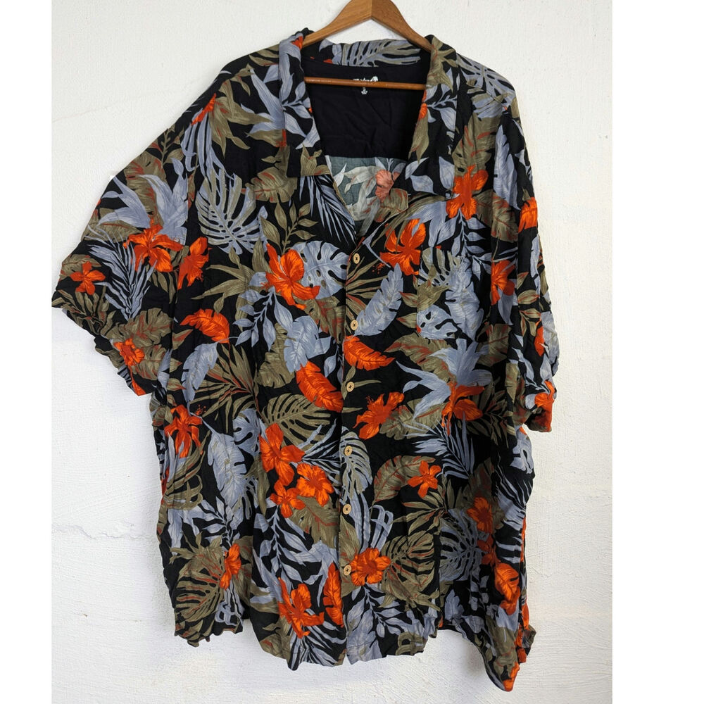 KS Island Hawaiian Shirt Button Up Colorful Tropical Vacation Cruise 7XL Big